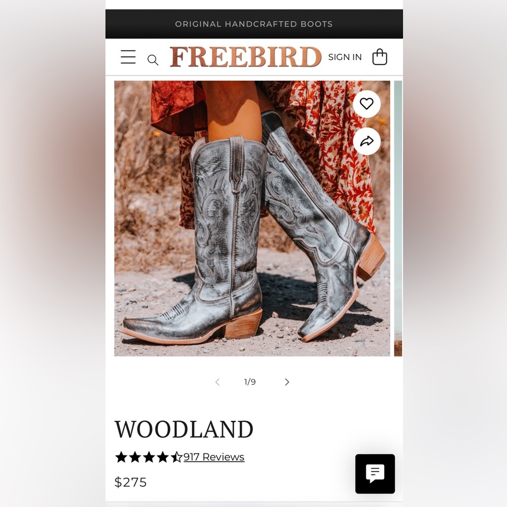 New in box freebird woodland ice western cowboy boots size 9